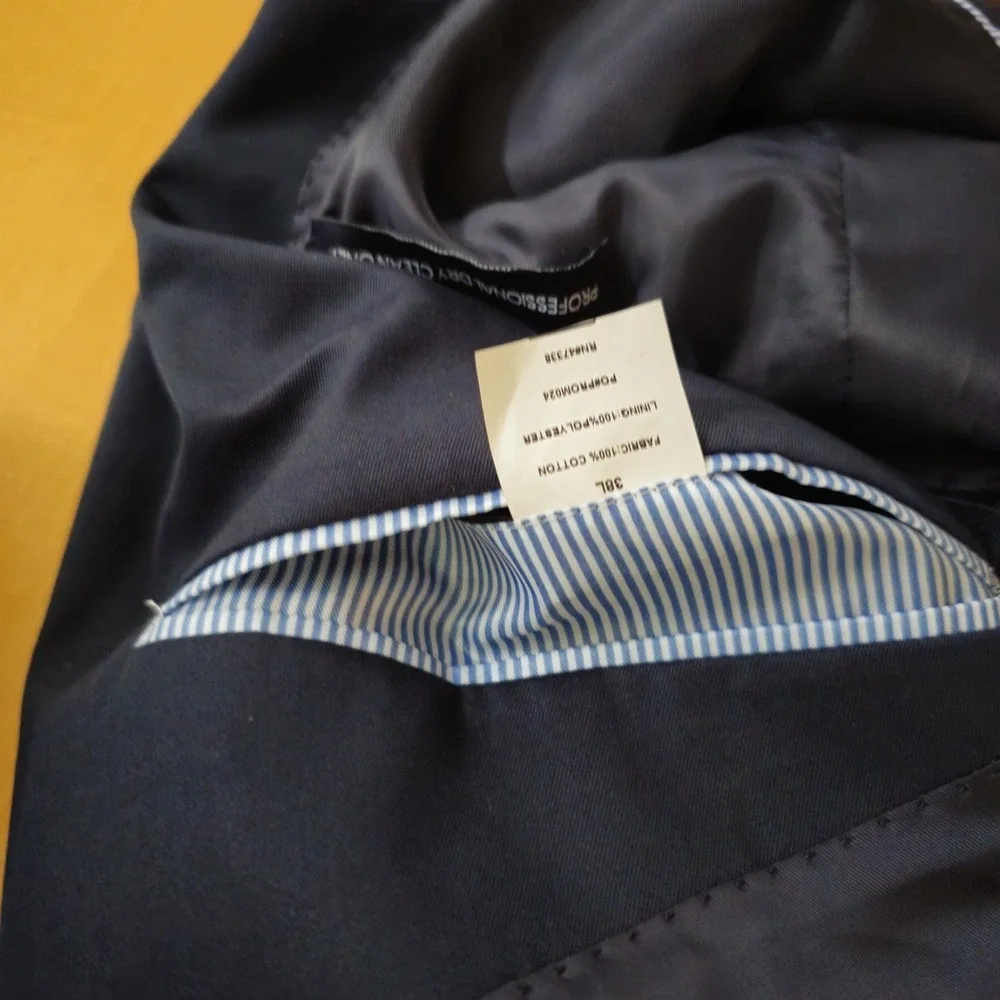 Tommy Hilfiger 38L Navy Blue Modern Fit Suit Jacket Blazer  Crisp Cotton Twill